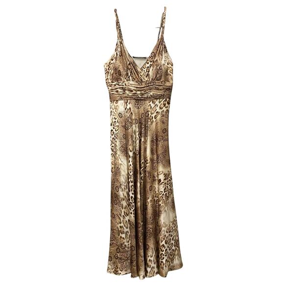 Teri Jon by Rickie Freeman 100% Silk Animal Print Babydoll Dress US4 Vintage Y2K - Picture 1 of 12